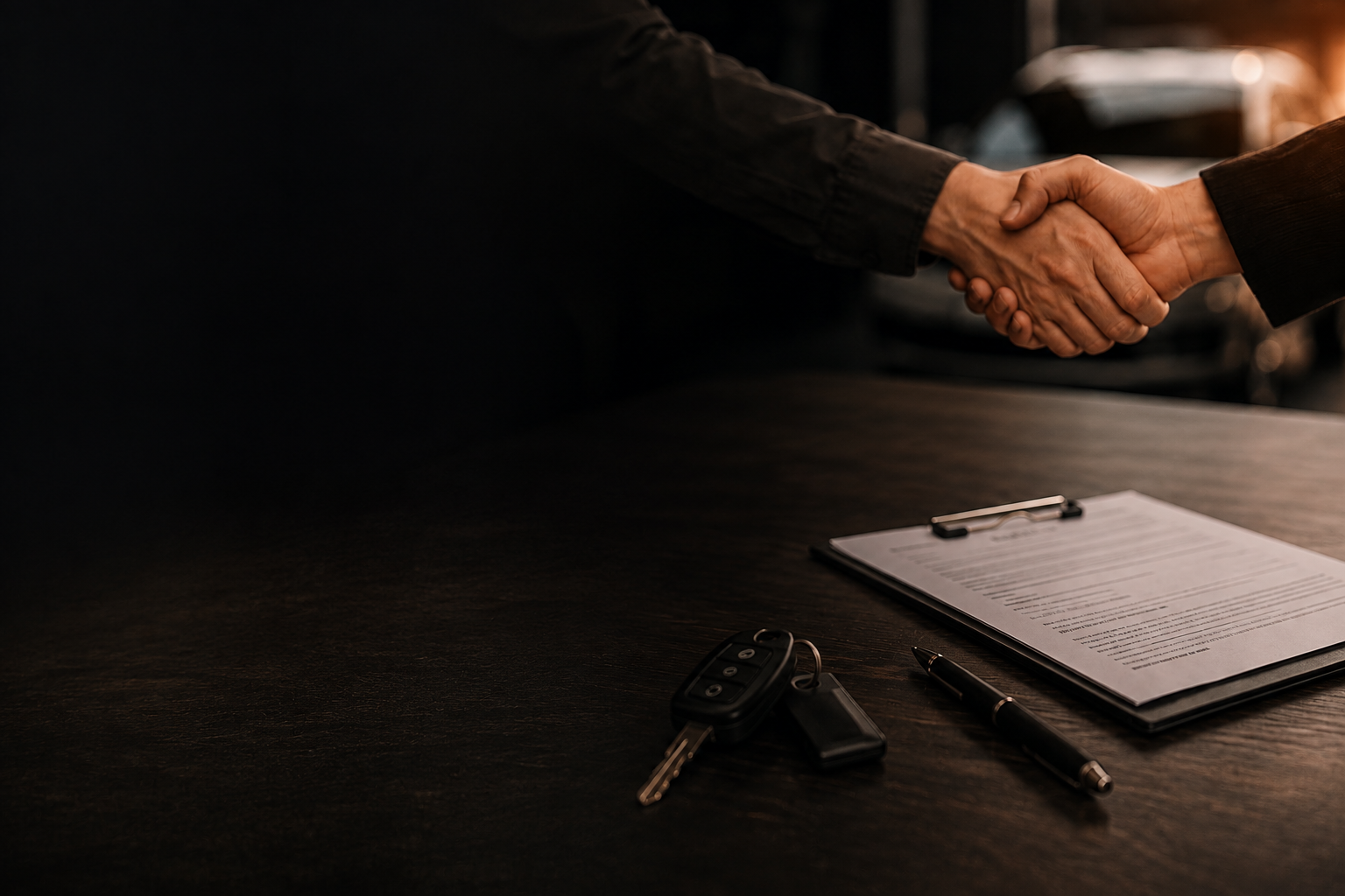 Aperto de mão selando acordo — intermediação e confiança